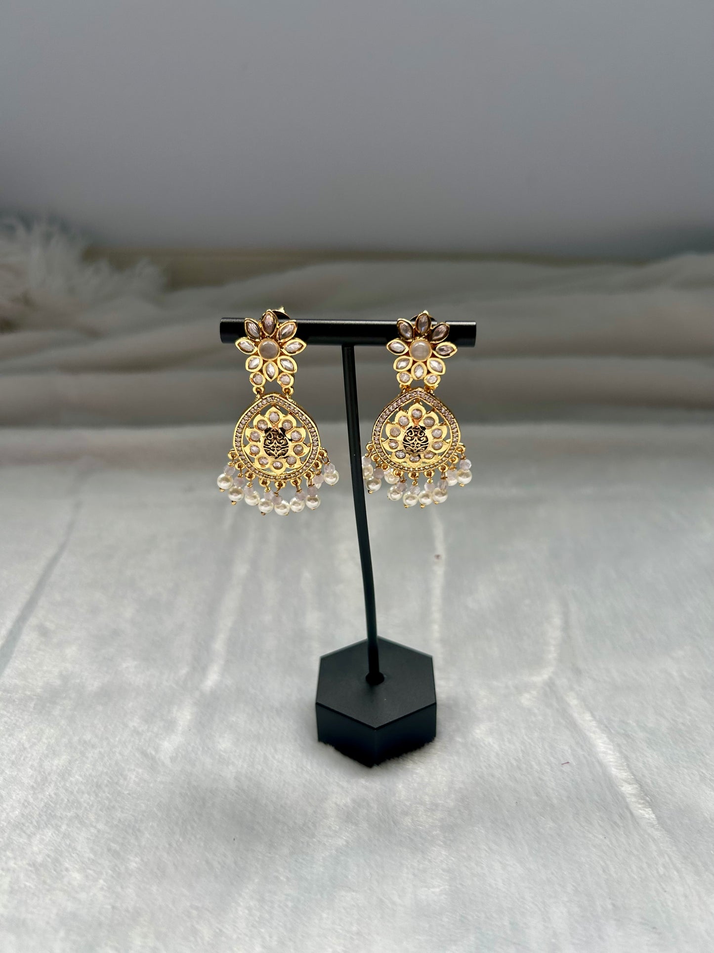 Grey Gold Crafted Earrings