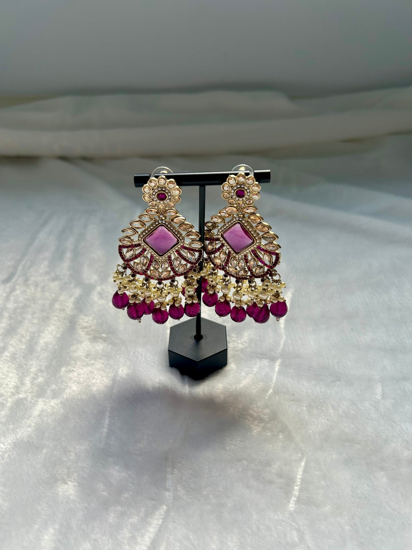Dark Purple Kundan Earrings