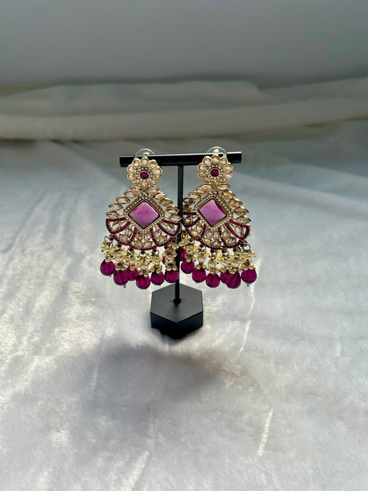 Dark Purple Kundan Earrings
