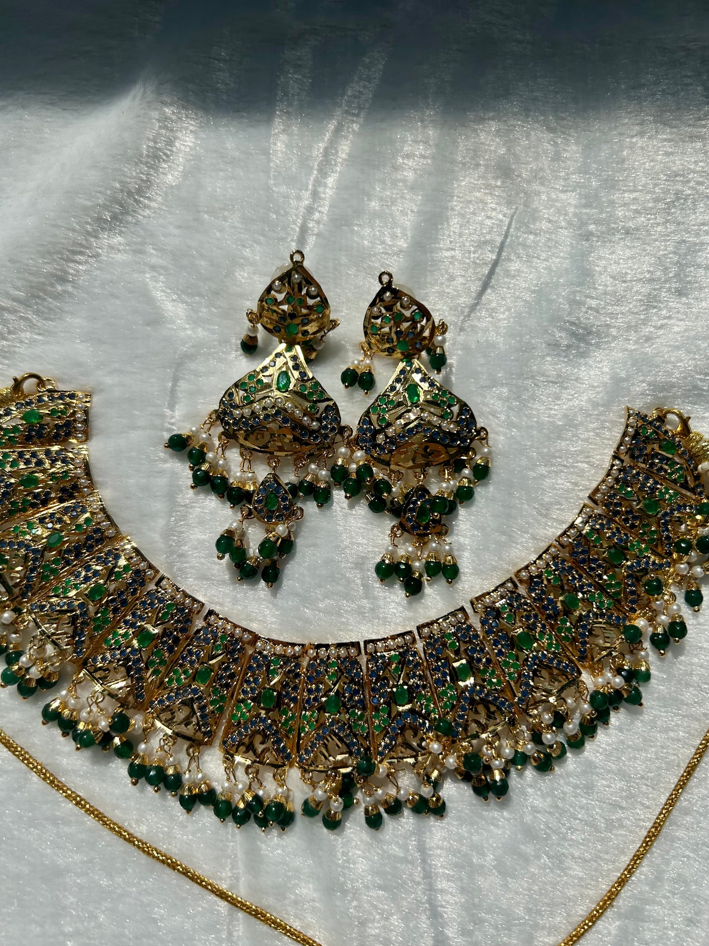 Purple & Green Jadau Kundan Choker Set