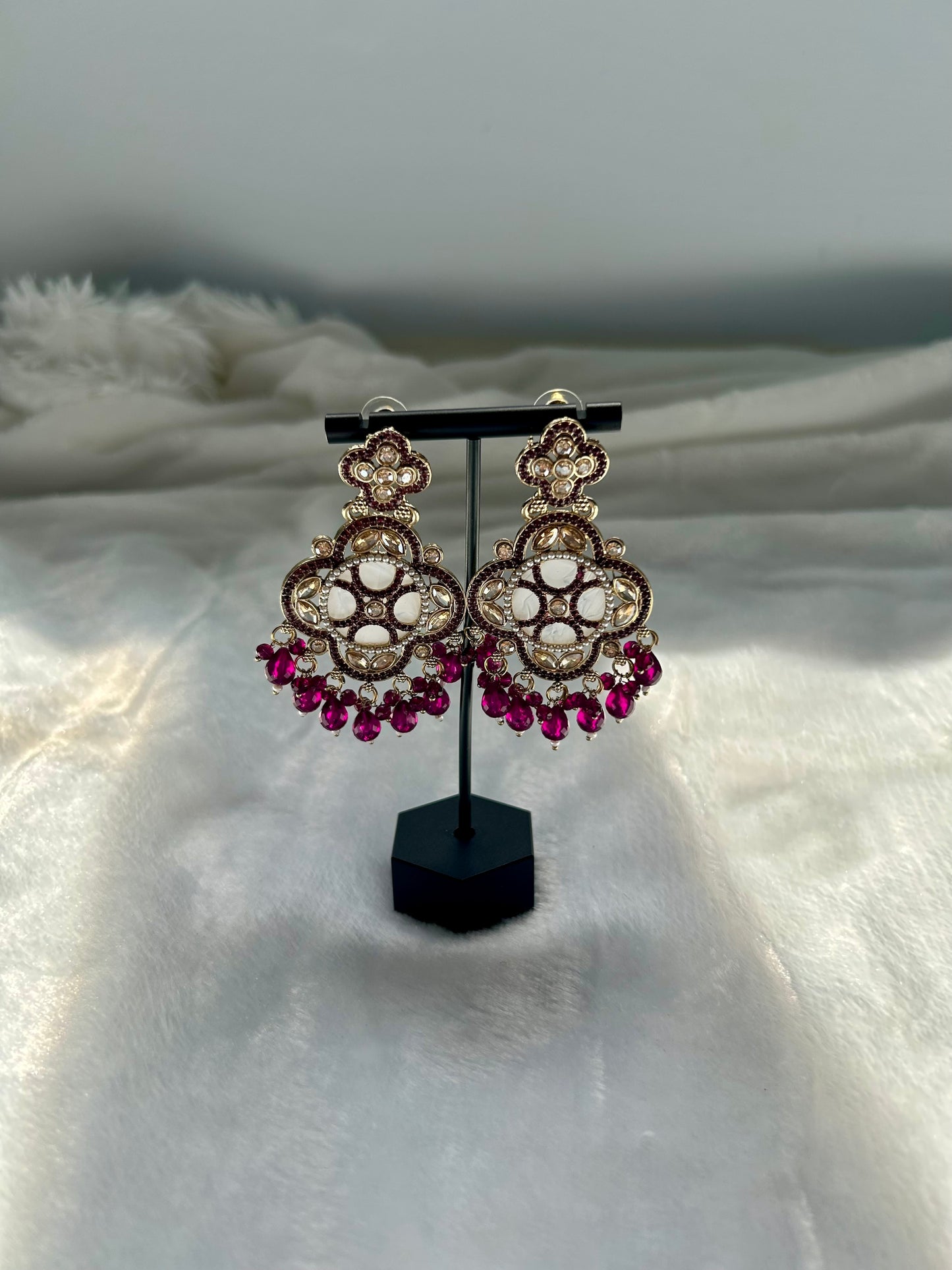 Dark Purple Polki Earrings