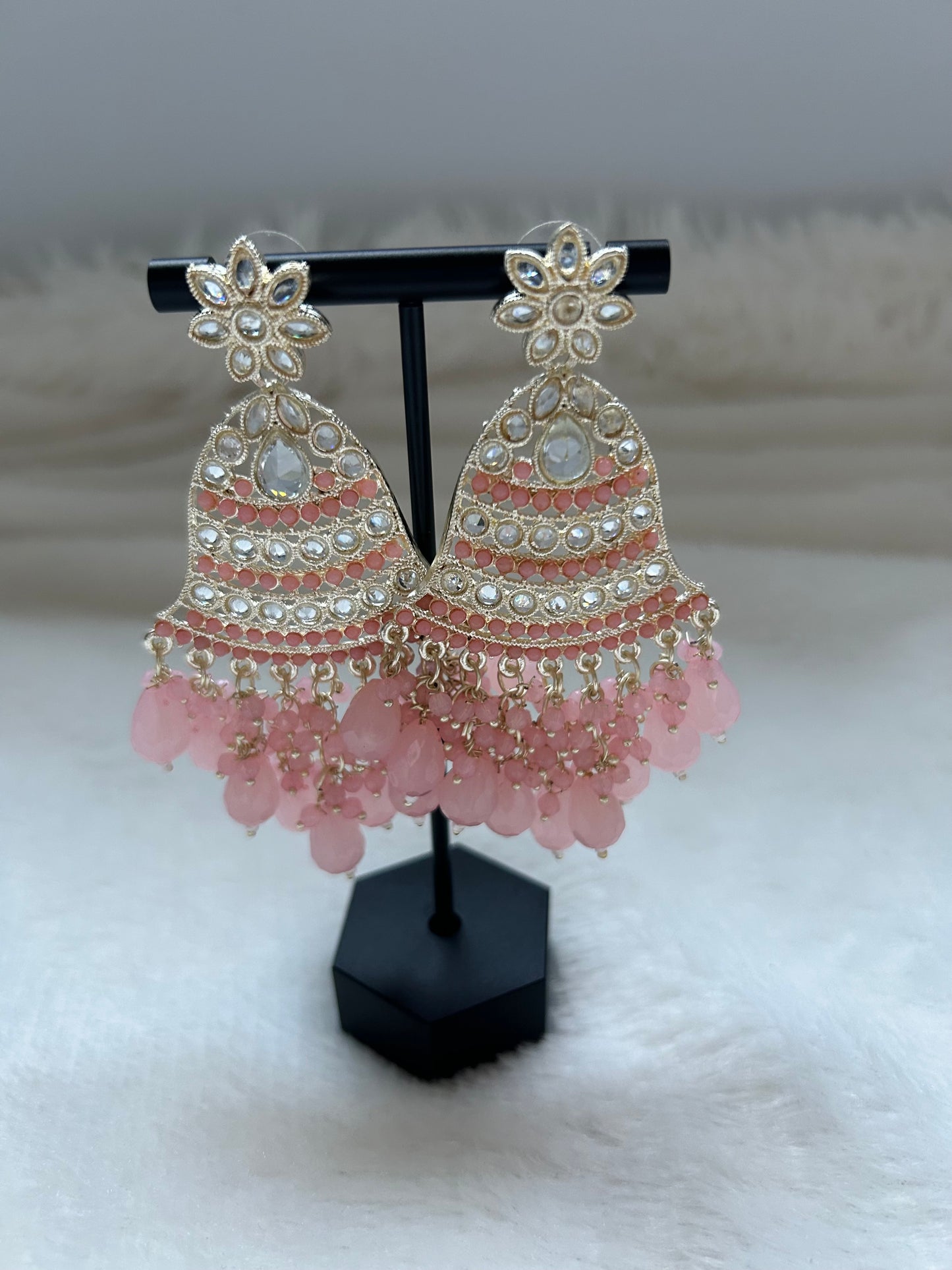 Pink Polki Earrings