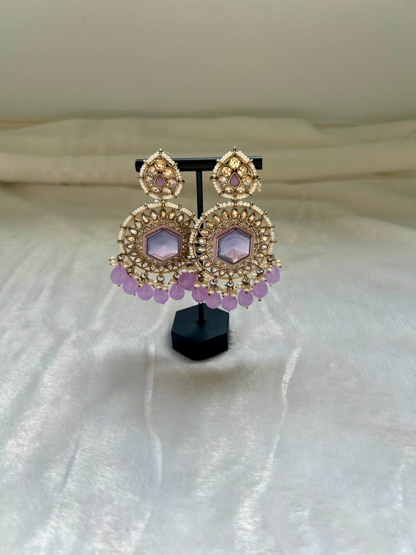 Purple Kundan Earrings
