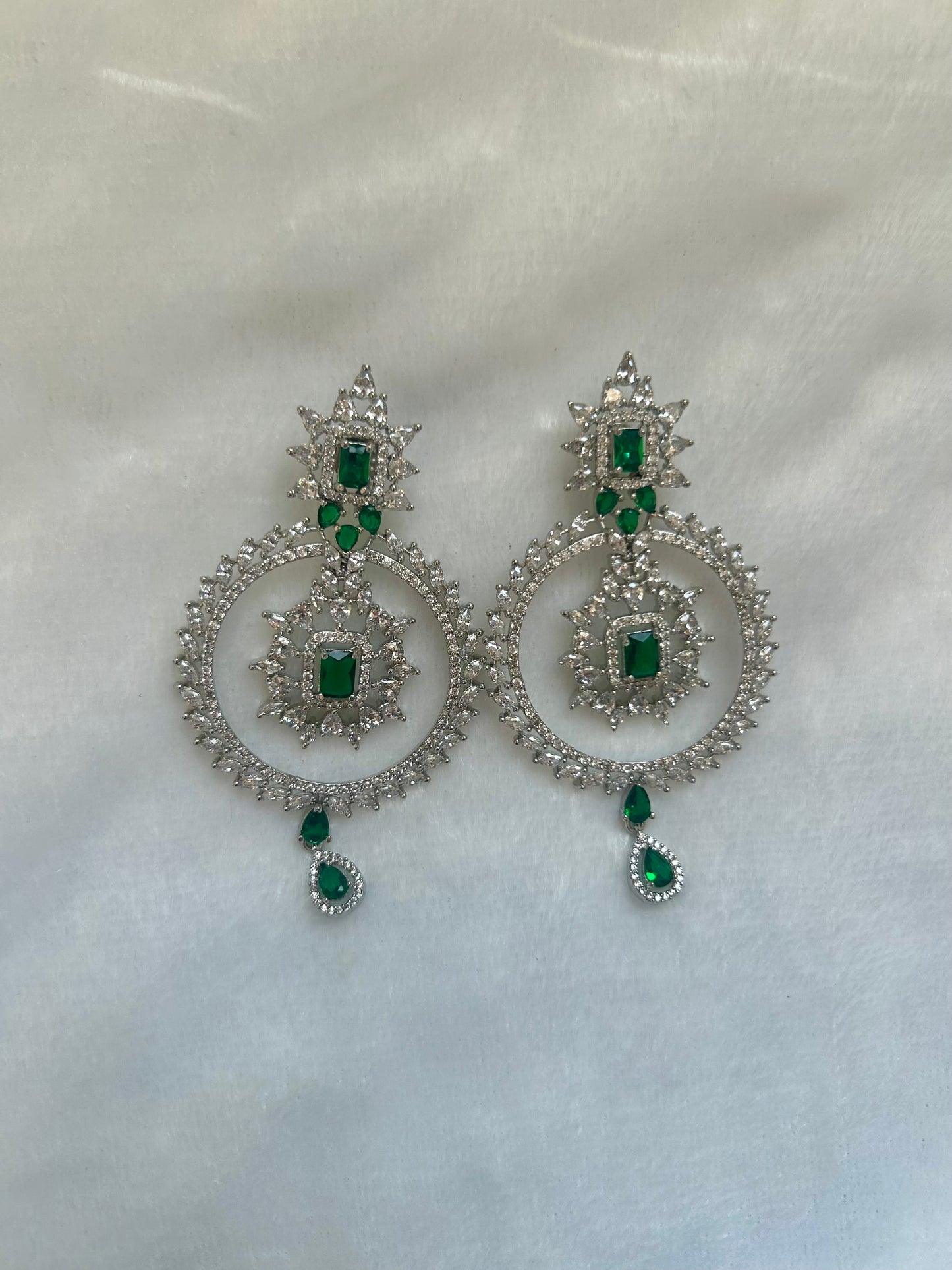 AD Emerald Green Chandbali Earrings