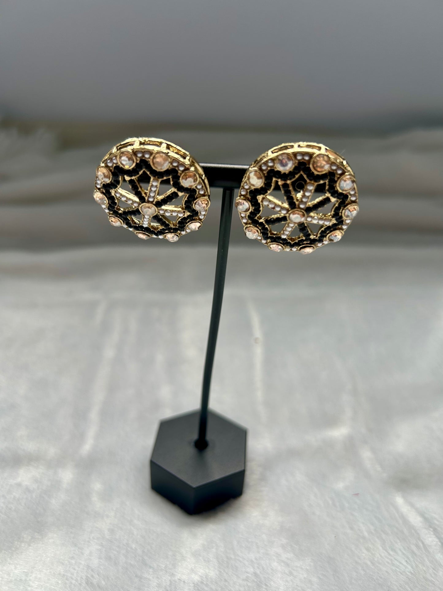 Black Polki Studs