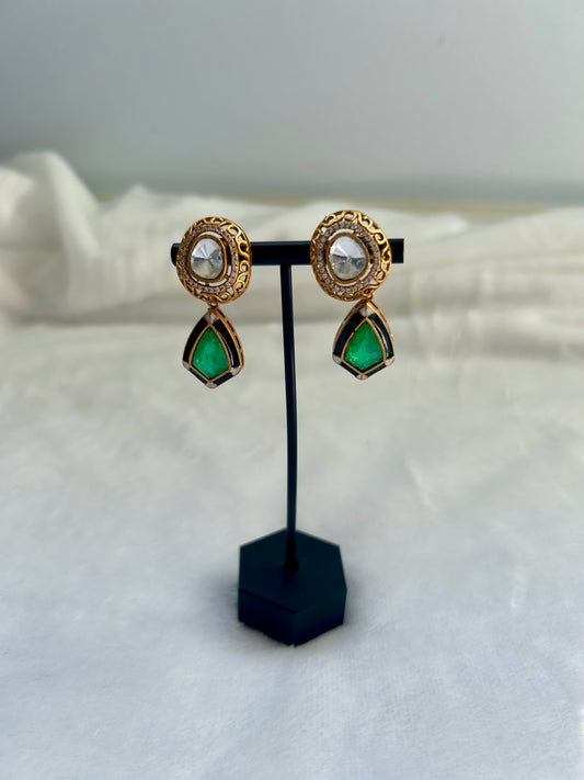 Sea Green Moissanite Kundan & Doublet Earrings