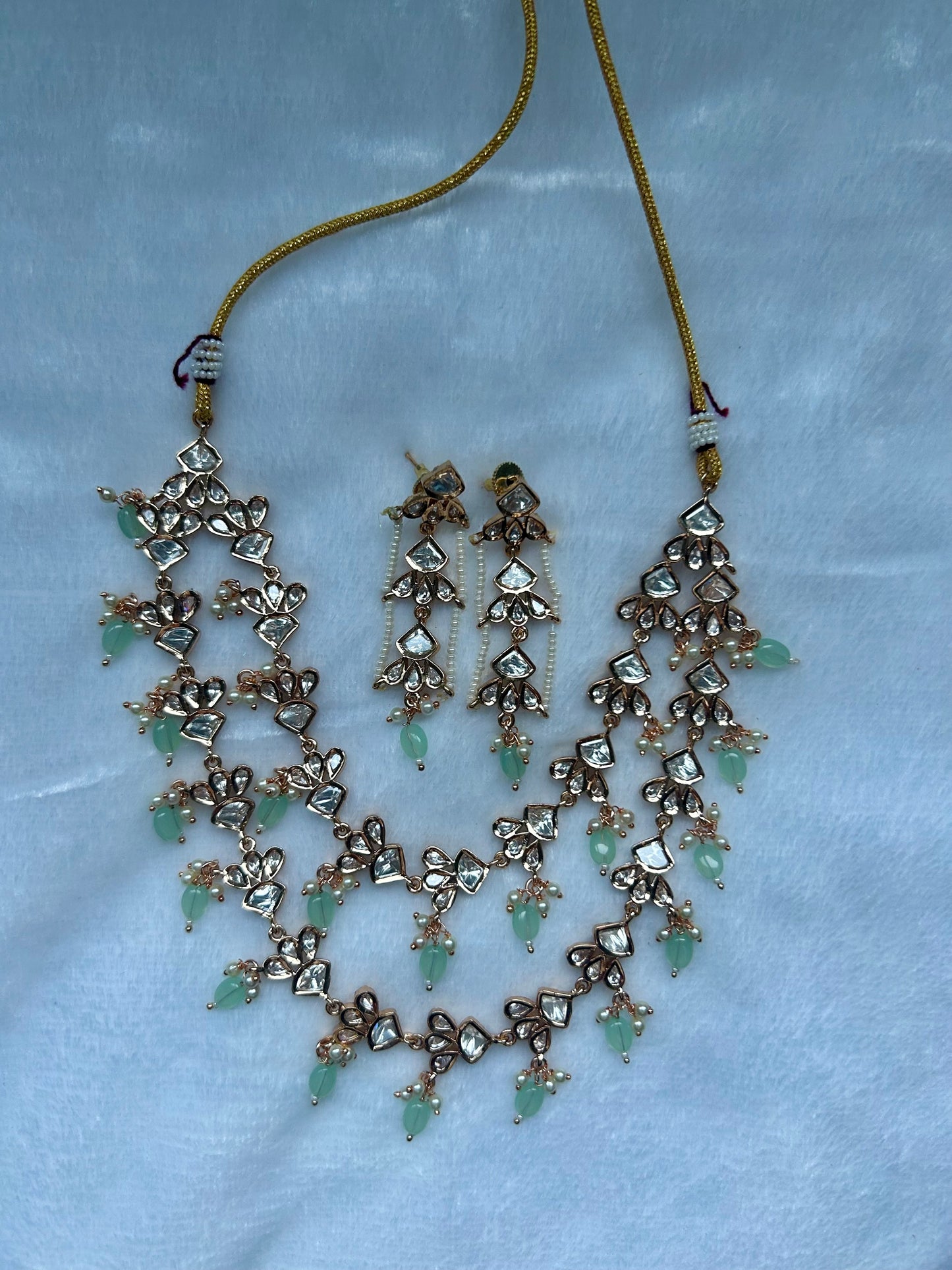 Sea Green Tyaani Kundan Two Layered Set