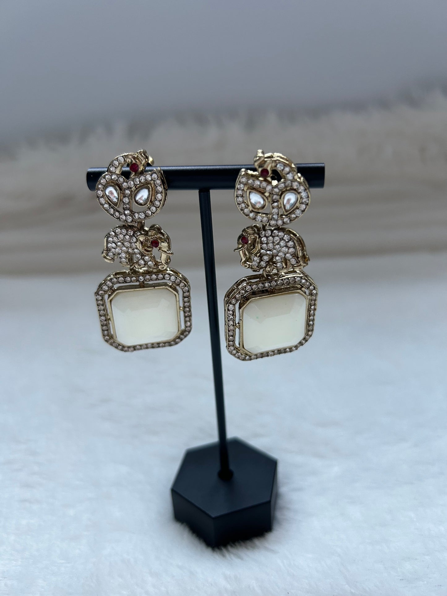 White Elephant Earrings