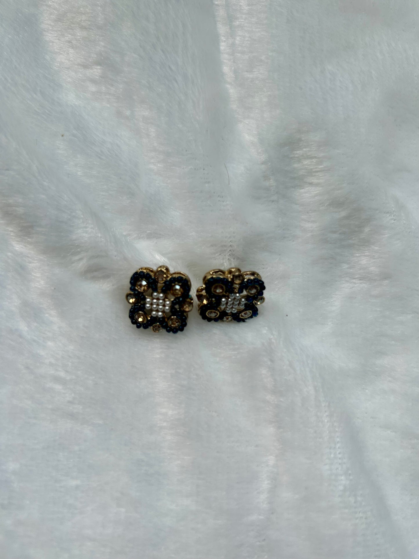 Dark Blue Polki Studs
