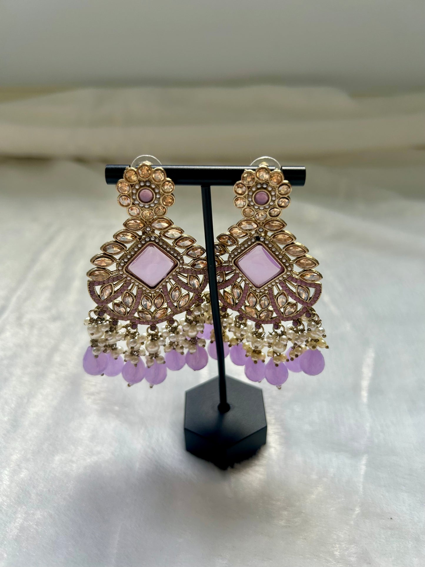 Light Purple Kundan Earrings
