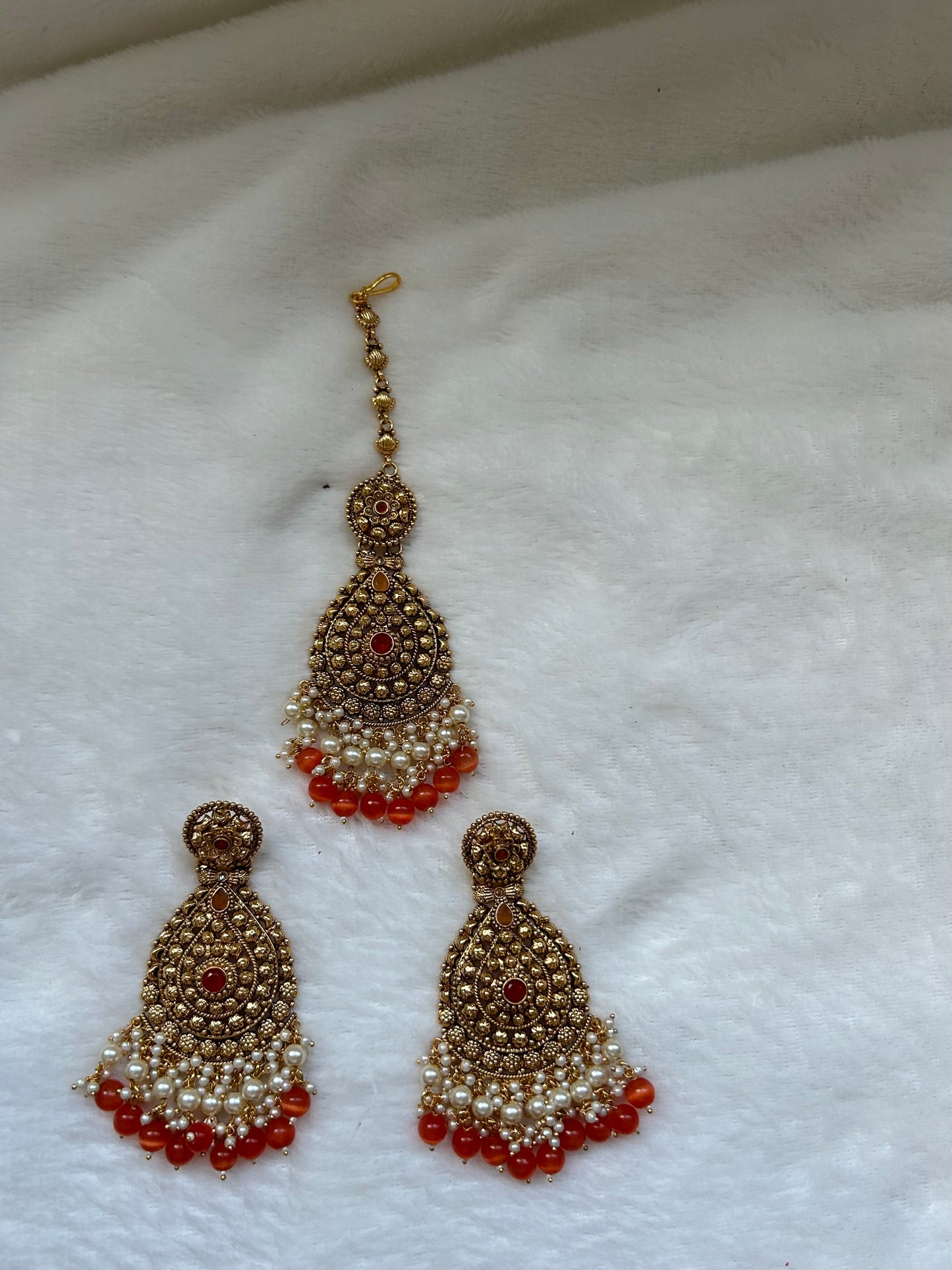 Orange Gold Handcrafted Tikka Set