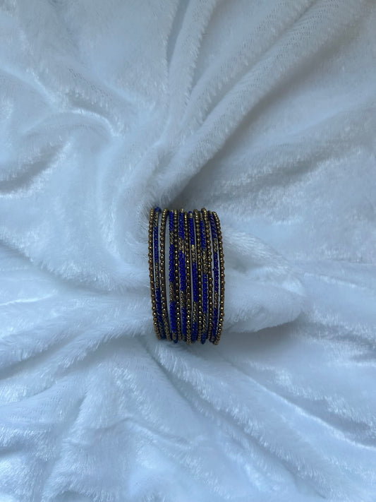 SIZE 2.6 Dark Blue & Gold Bangles