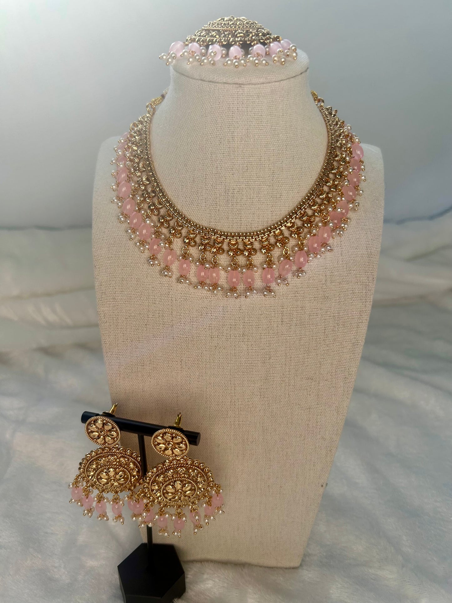 Pink Gold Crafted Choker Set