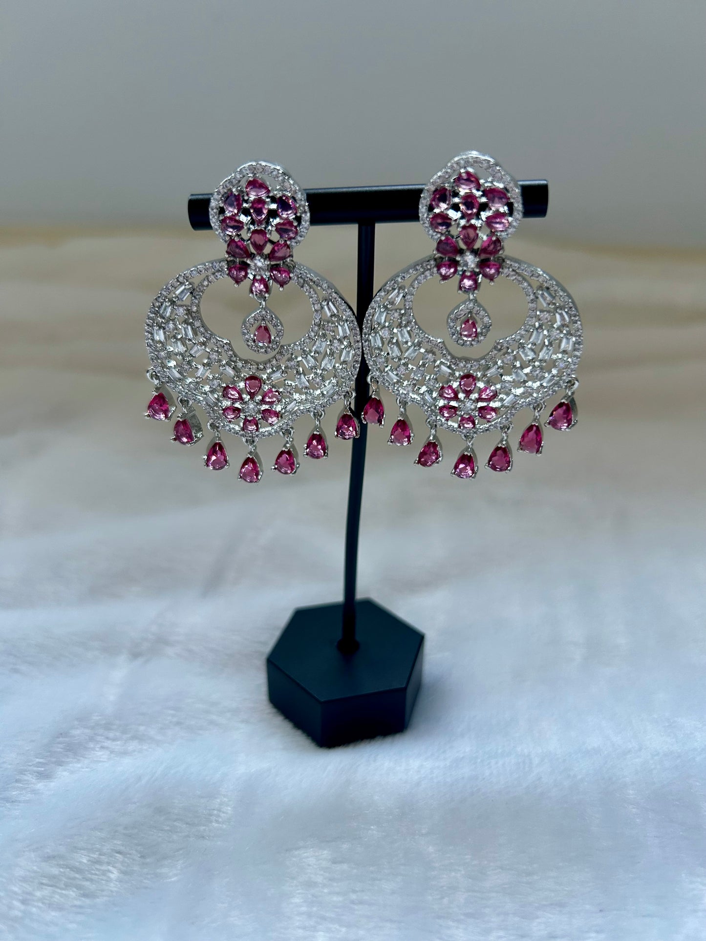 AD Dark Red Chandbali Earrings