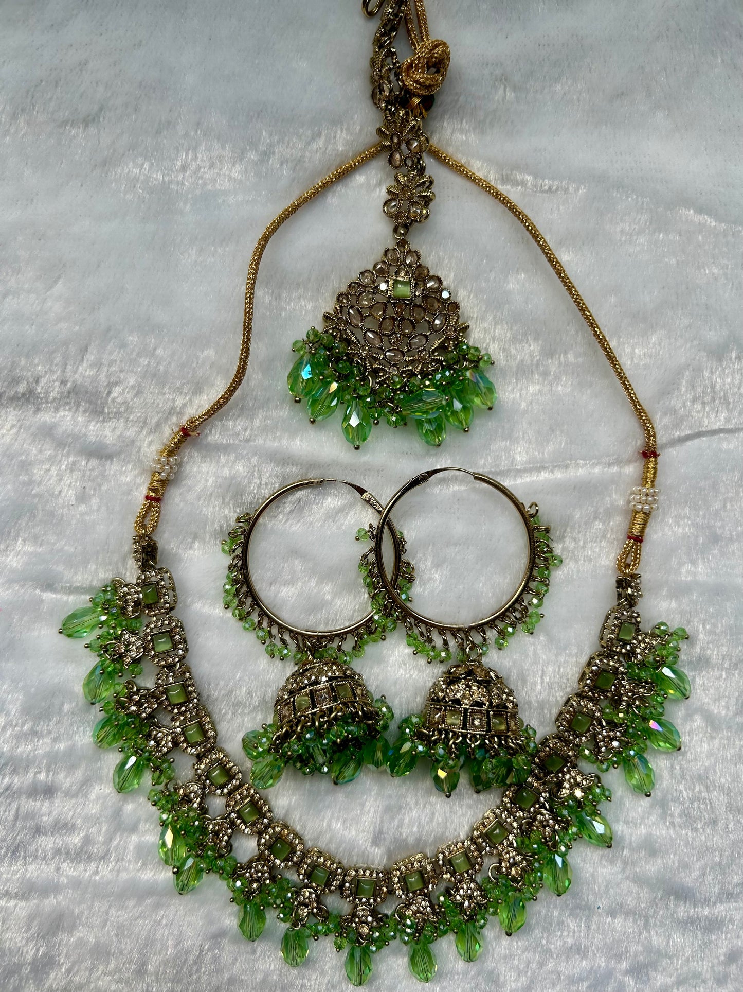 Light Green Polki Choker Tikka Set