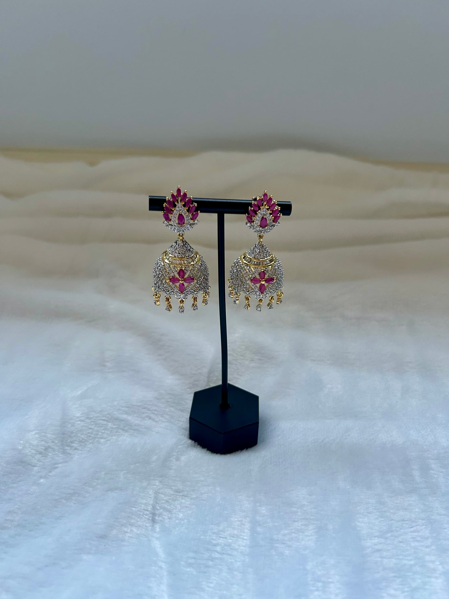 AD Ruby & Gold Jhumki Earrings