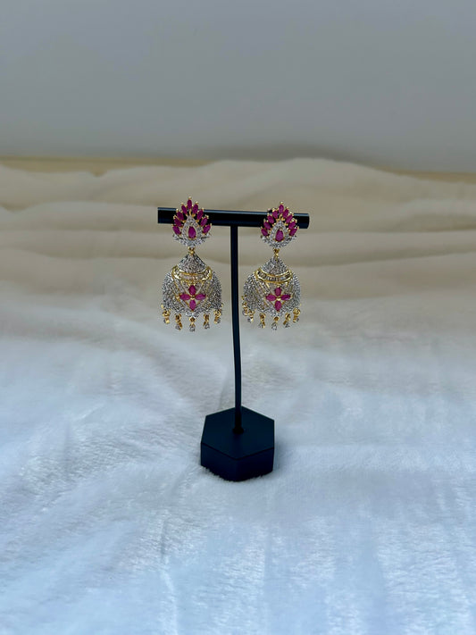 AD Ruby & Gold Jhumki Earrings