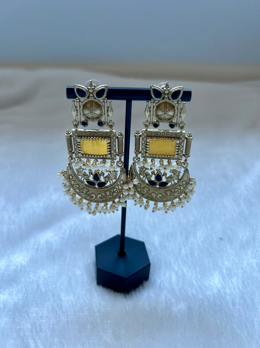 Dual Toned Yellow & Black Earrings