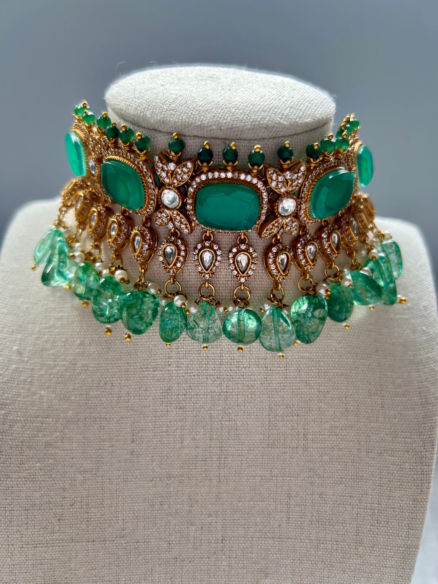 Teal Doublet Choker Set