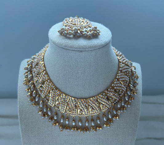 SAMPLE SALE White Jadau Kundan Choker & Tikka