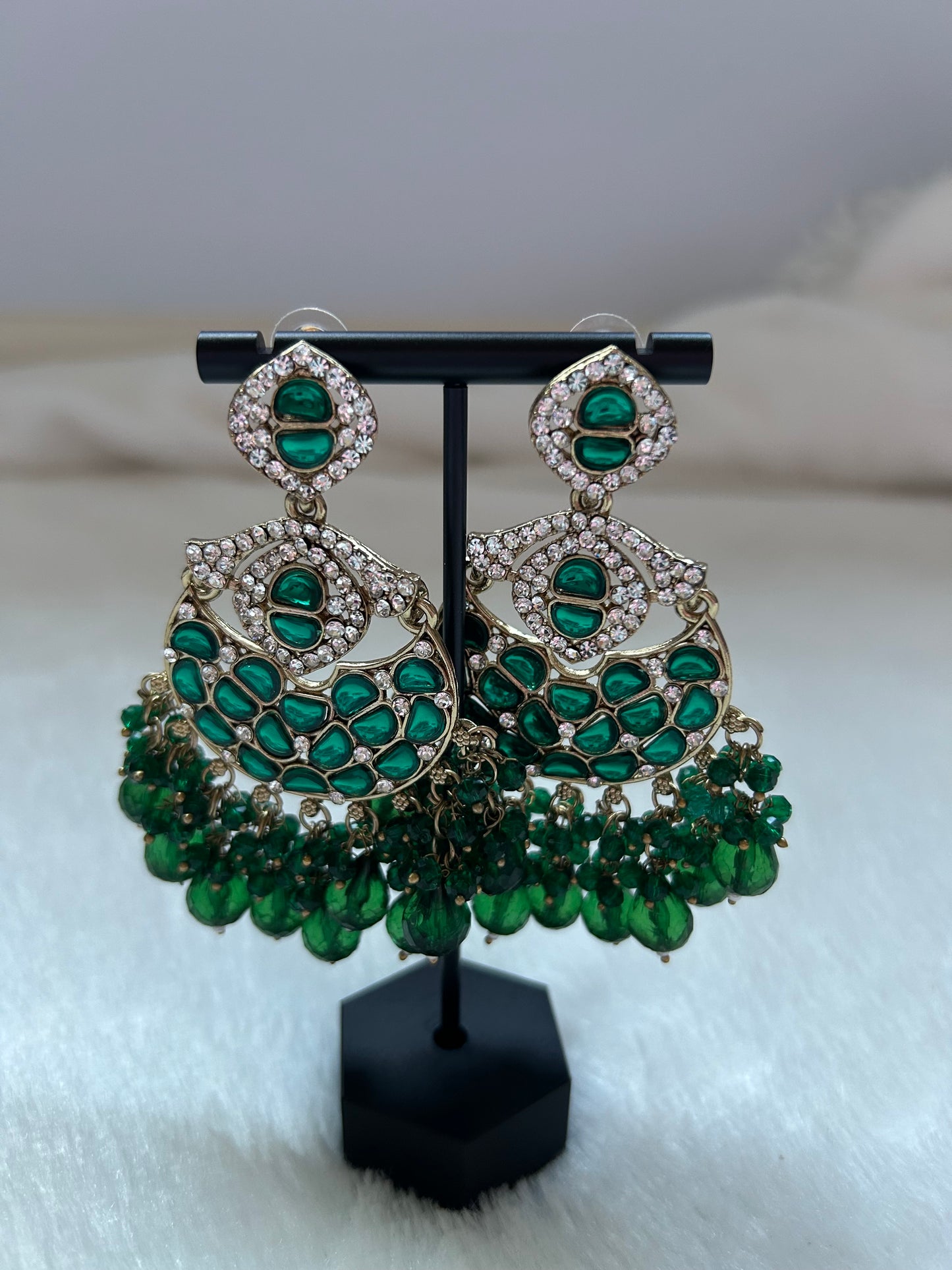 Emerald Green Kundan Earrings