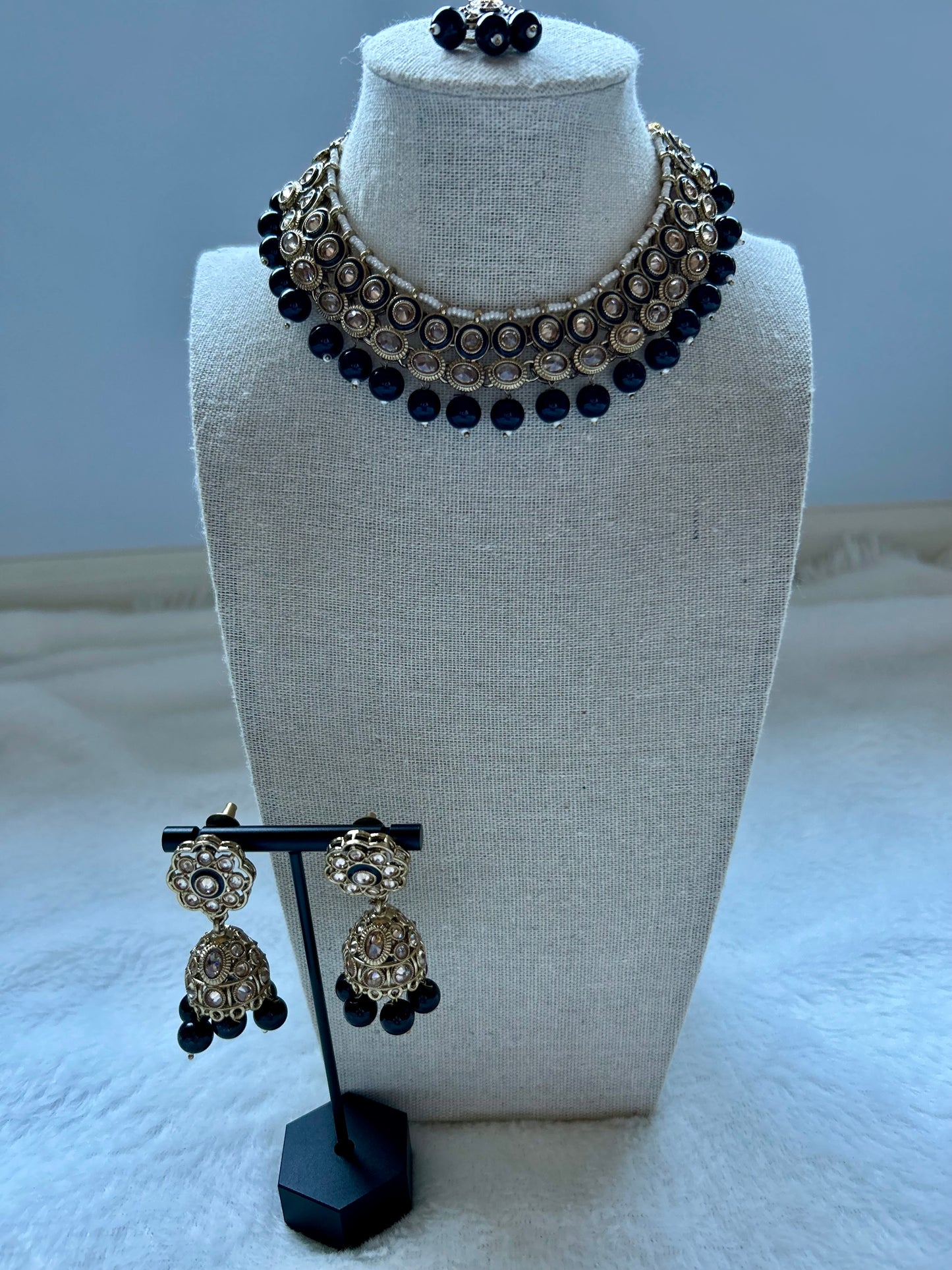 Black Kundan Choker Set