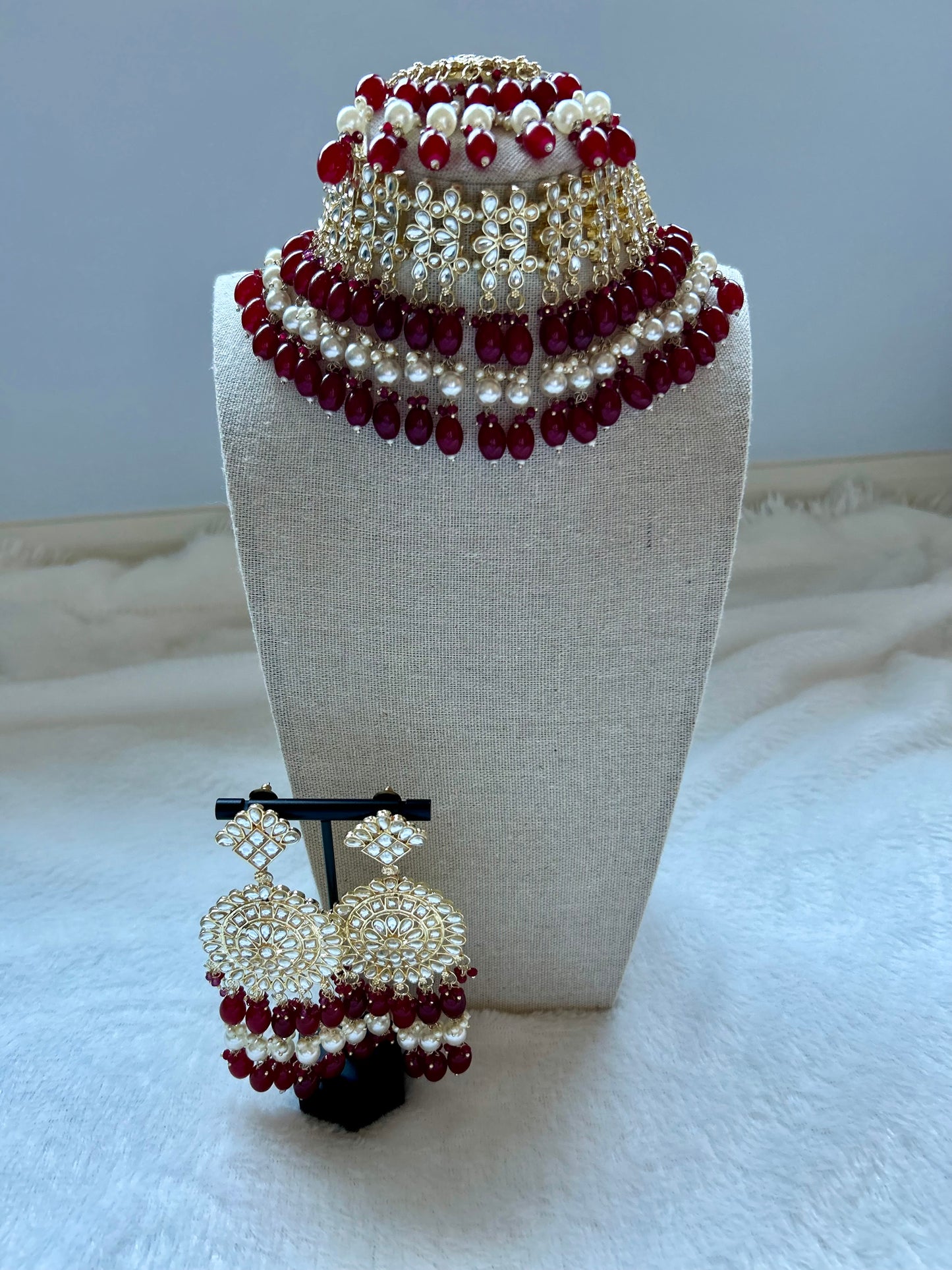 Punjabi Red Choker Kundan Set