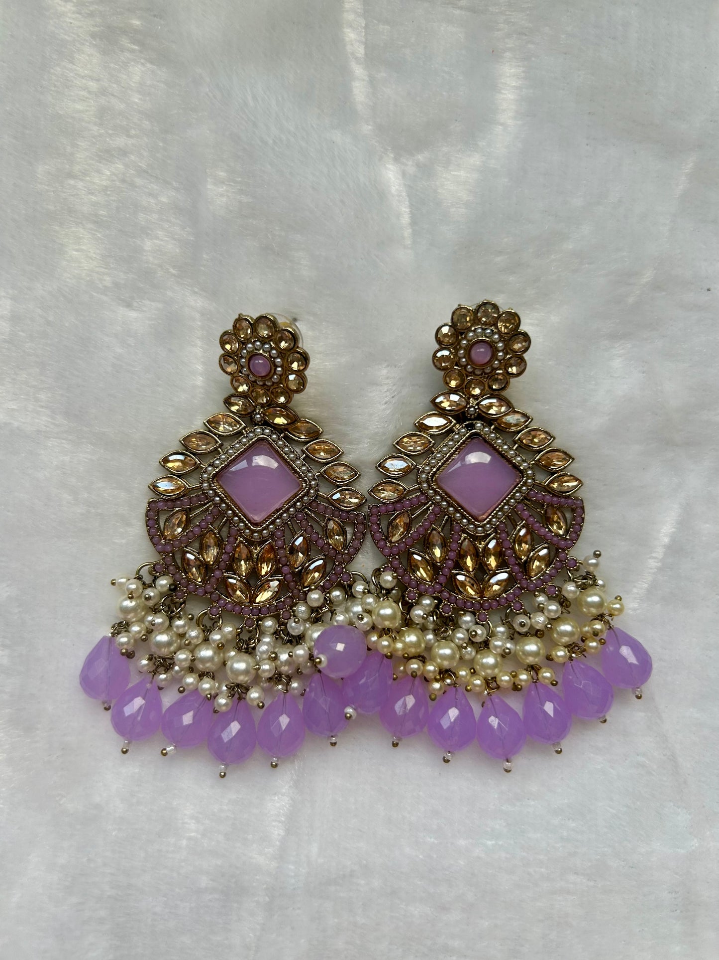 Light Purple Kundan Earrings