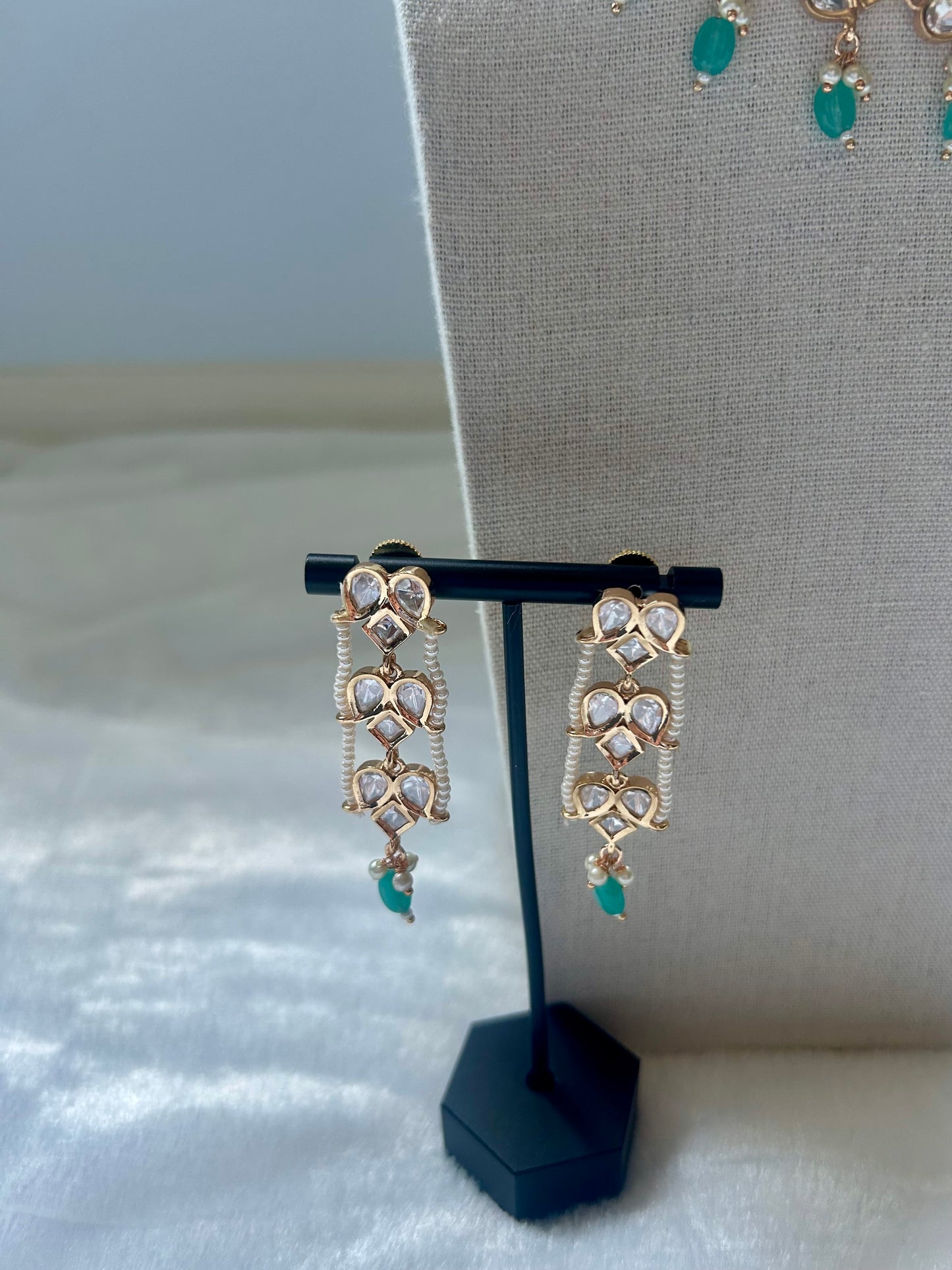 Tyaani Kundan Teal Two Layer Choker Set