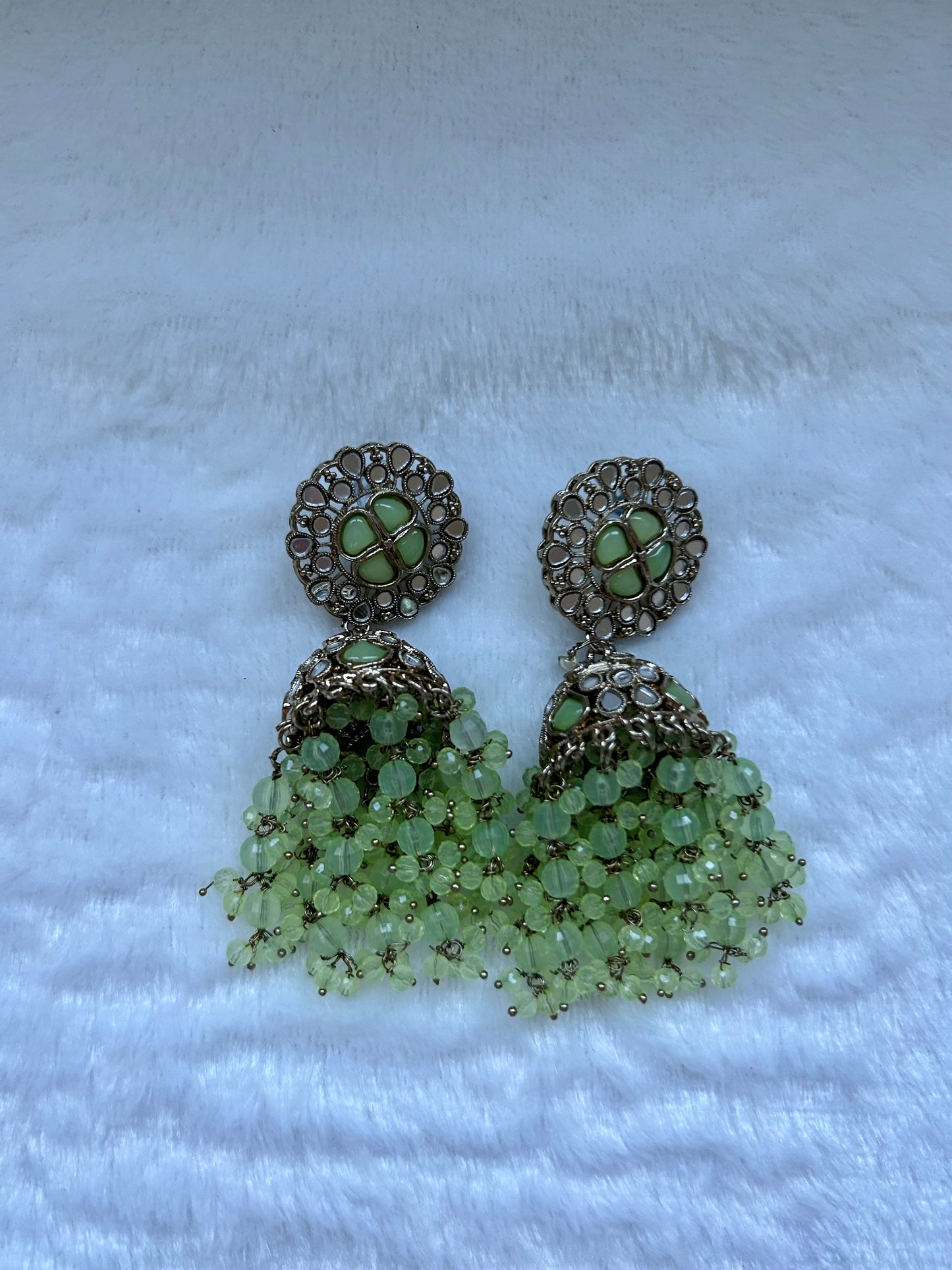 Green Mirror Jhumkis