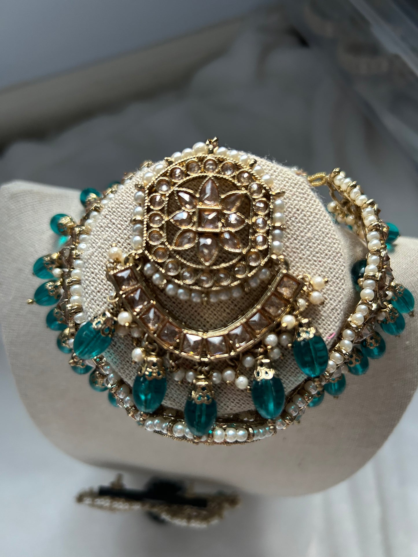 Teal Polki Choker Tikka Set