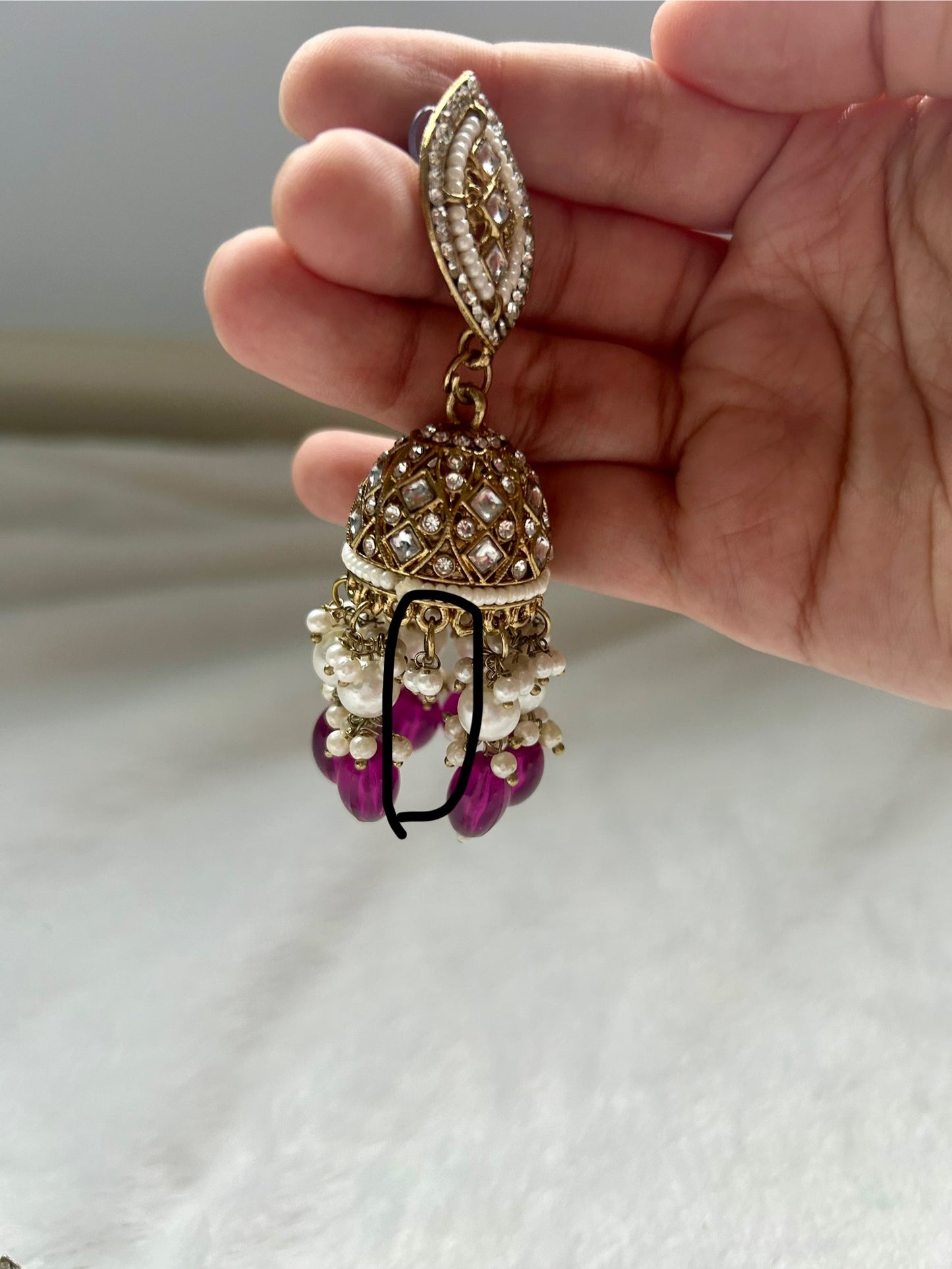 SAMPLE SALE Purple Polki Jhumki Earrings