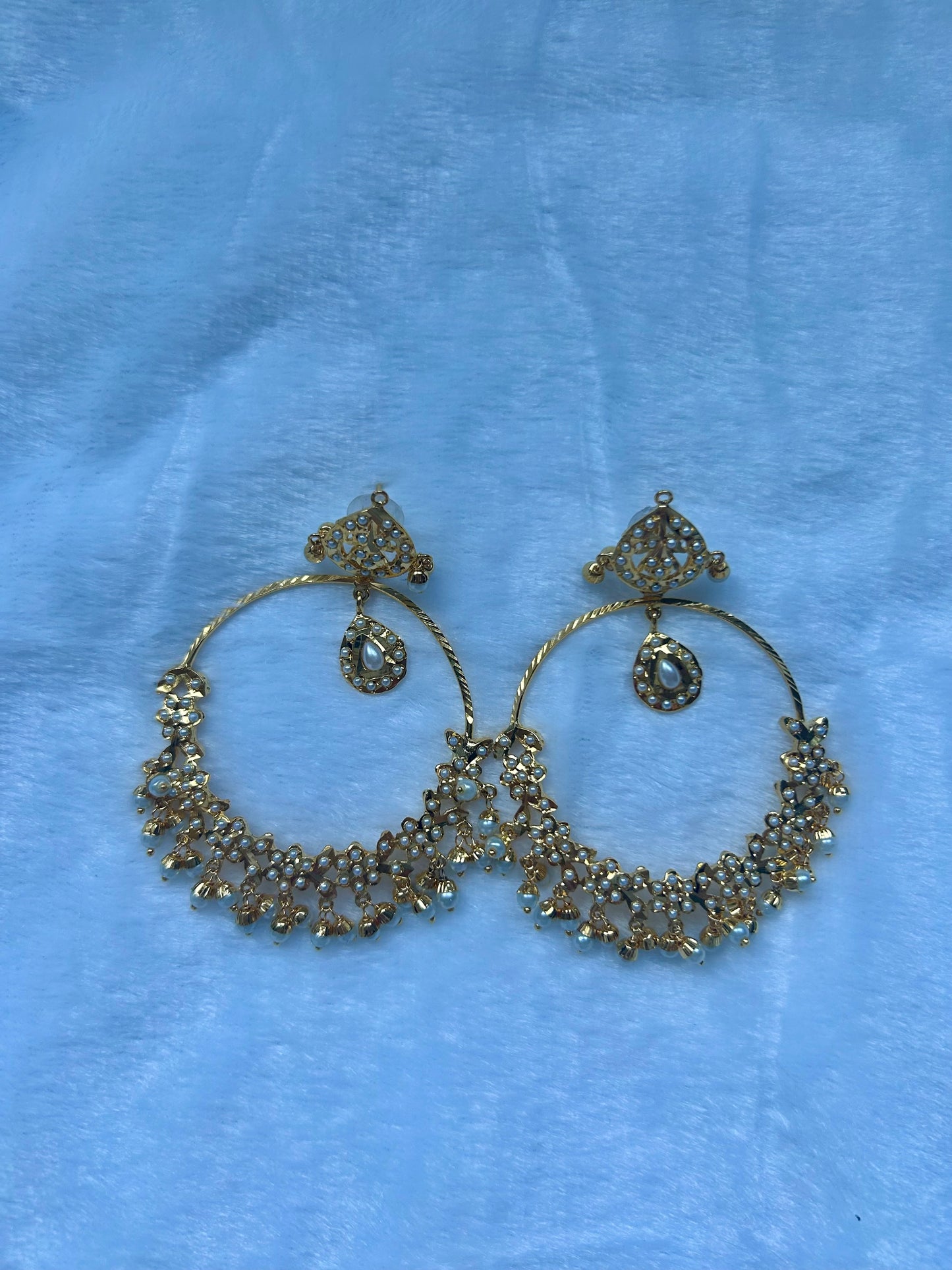 White Jadau Kundan Earrings