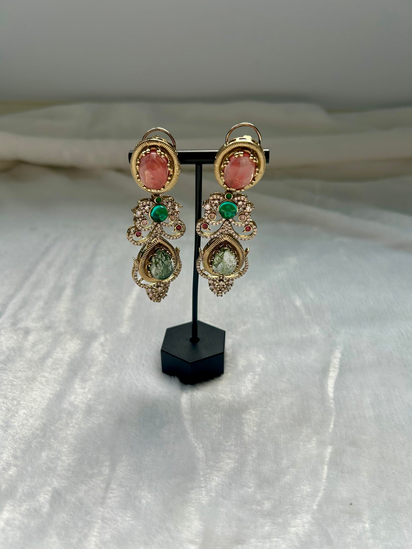LUXE Mint & Peach Marble Doublet Earrings