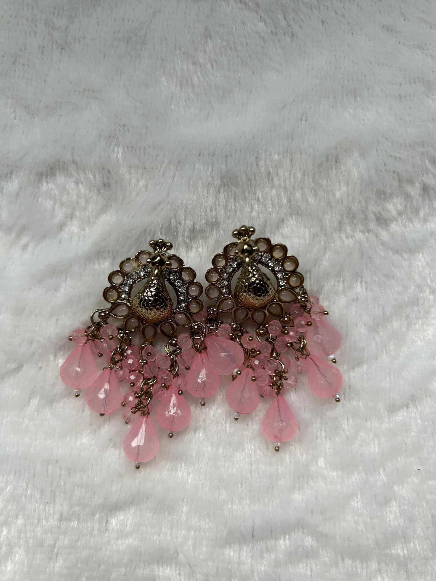 Pink Peacock Earrings