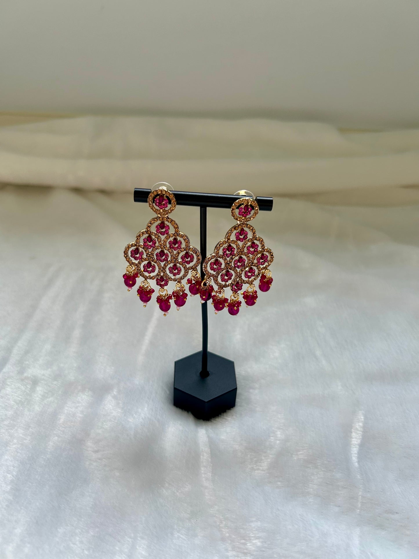 Hot Pink Polki Earrings