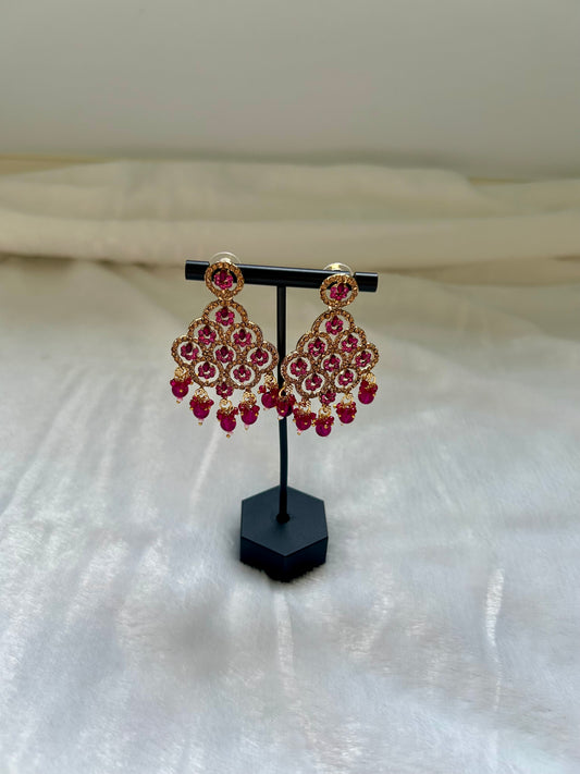 Hot Pink Polki Earrings