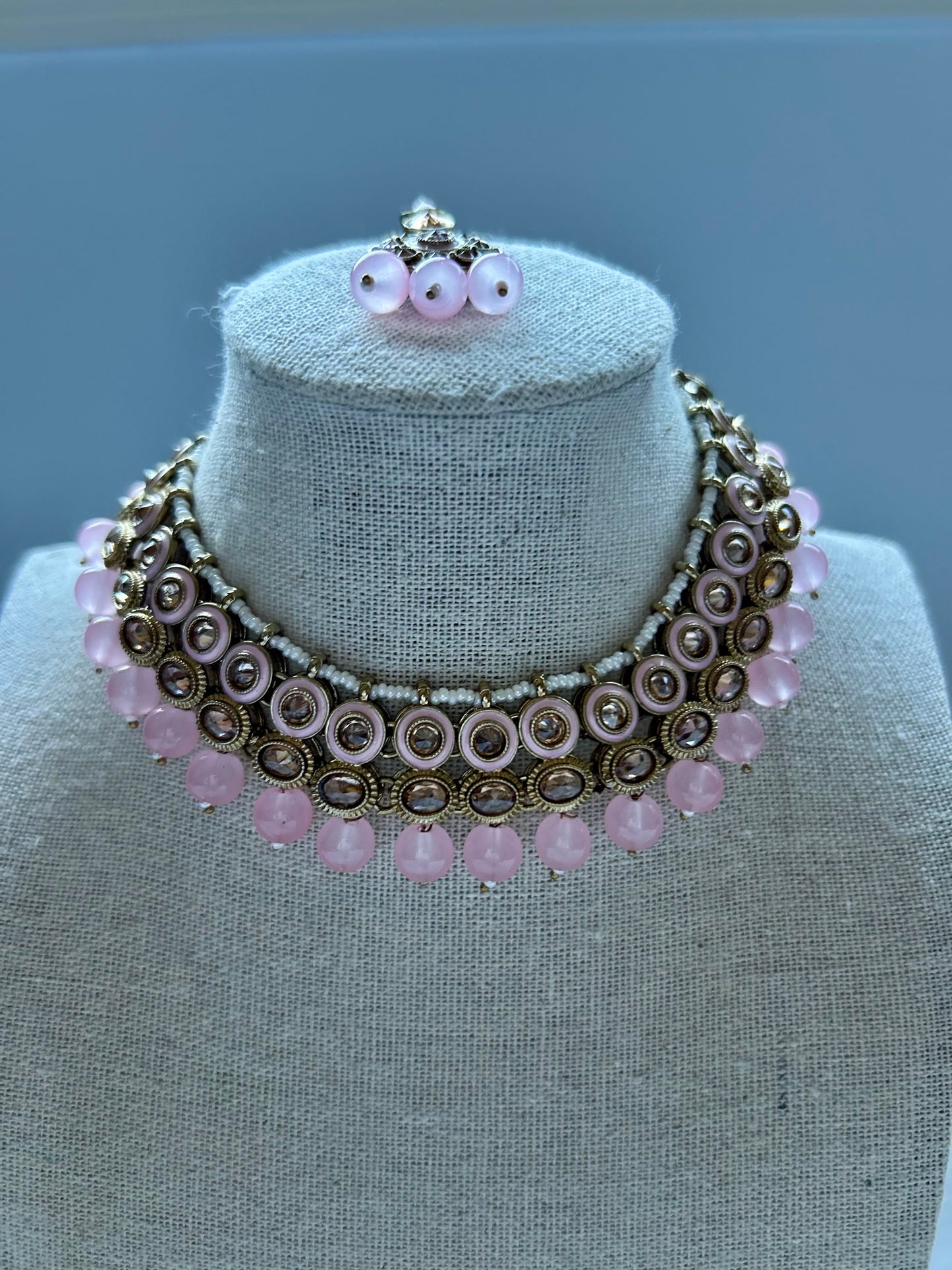 Pink Kundan Choker Set