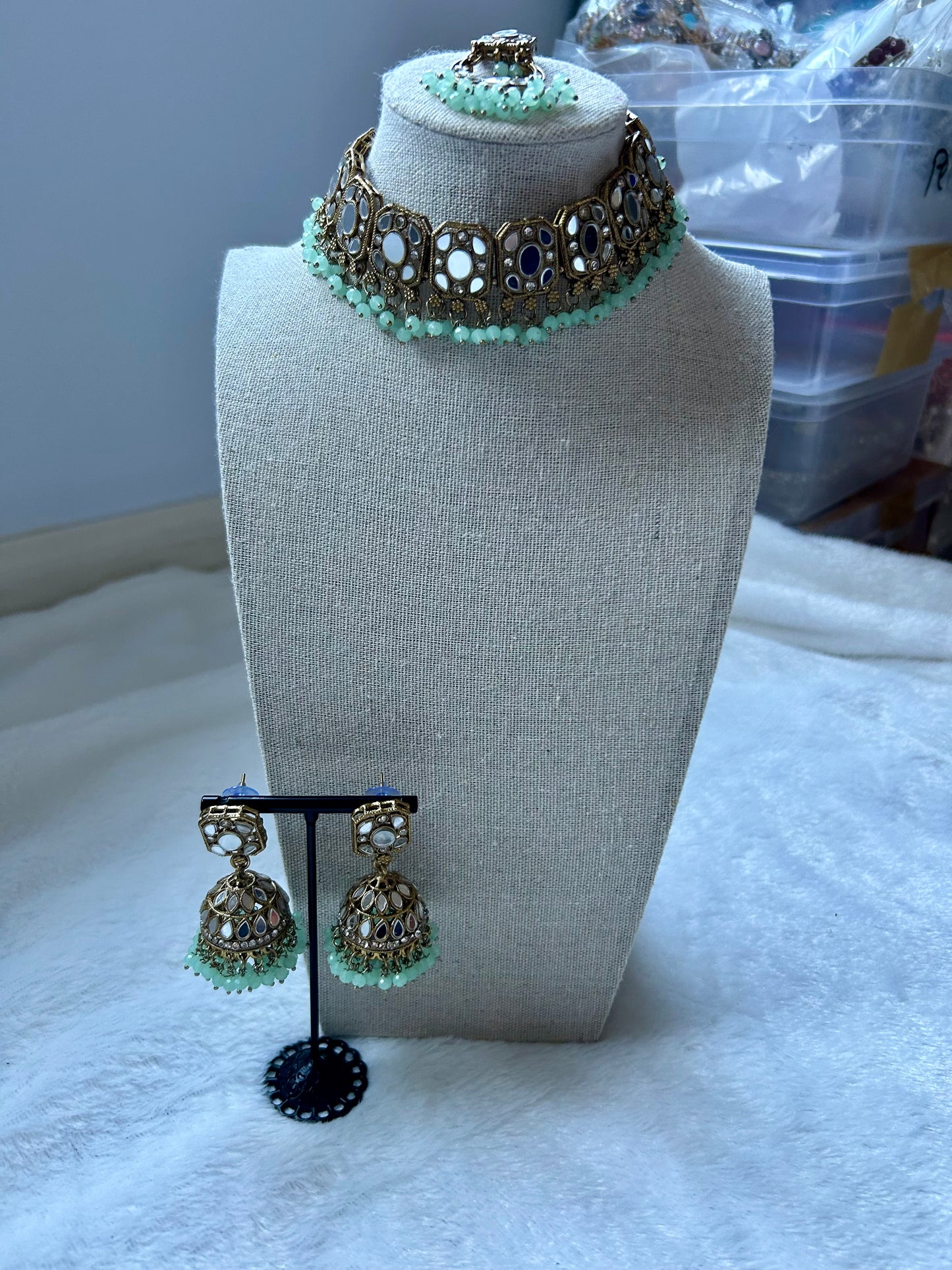 Mint Choker Tikka Set