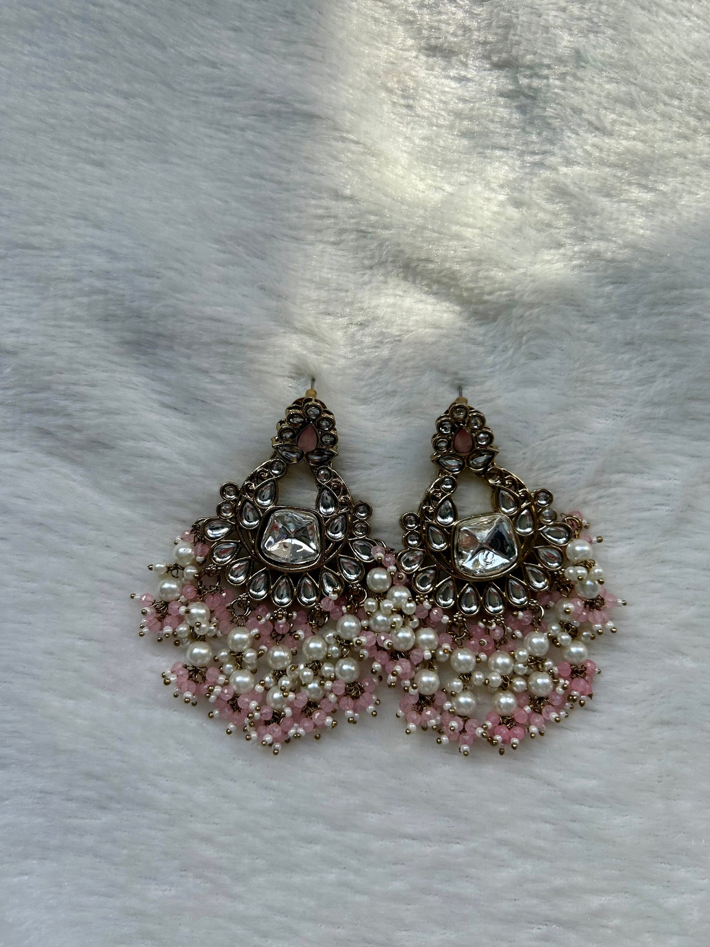 Light Pink Kundan Earrings