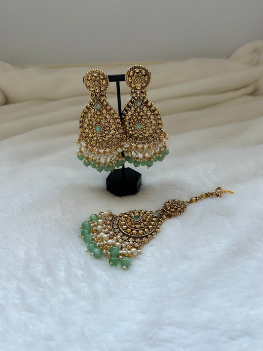 Mint Gold Handcrafted Tikka Set