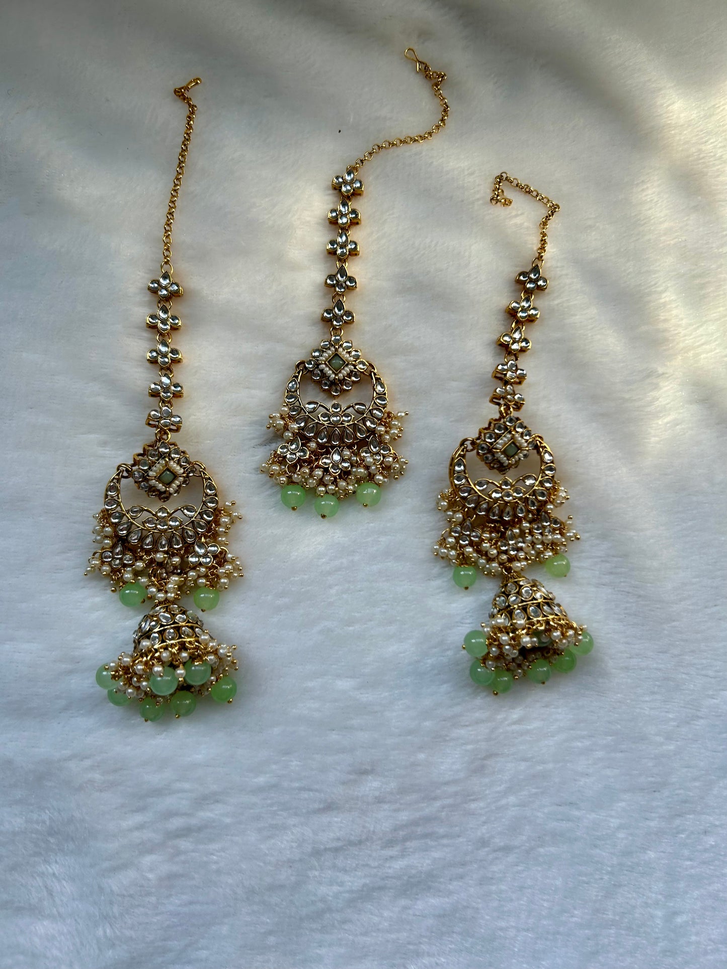 Mint Green Kundan Tikka Set