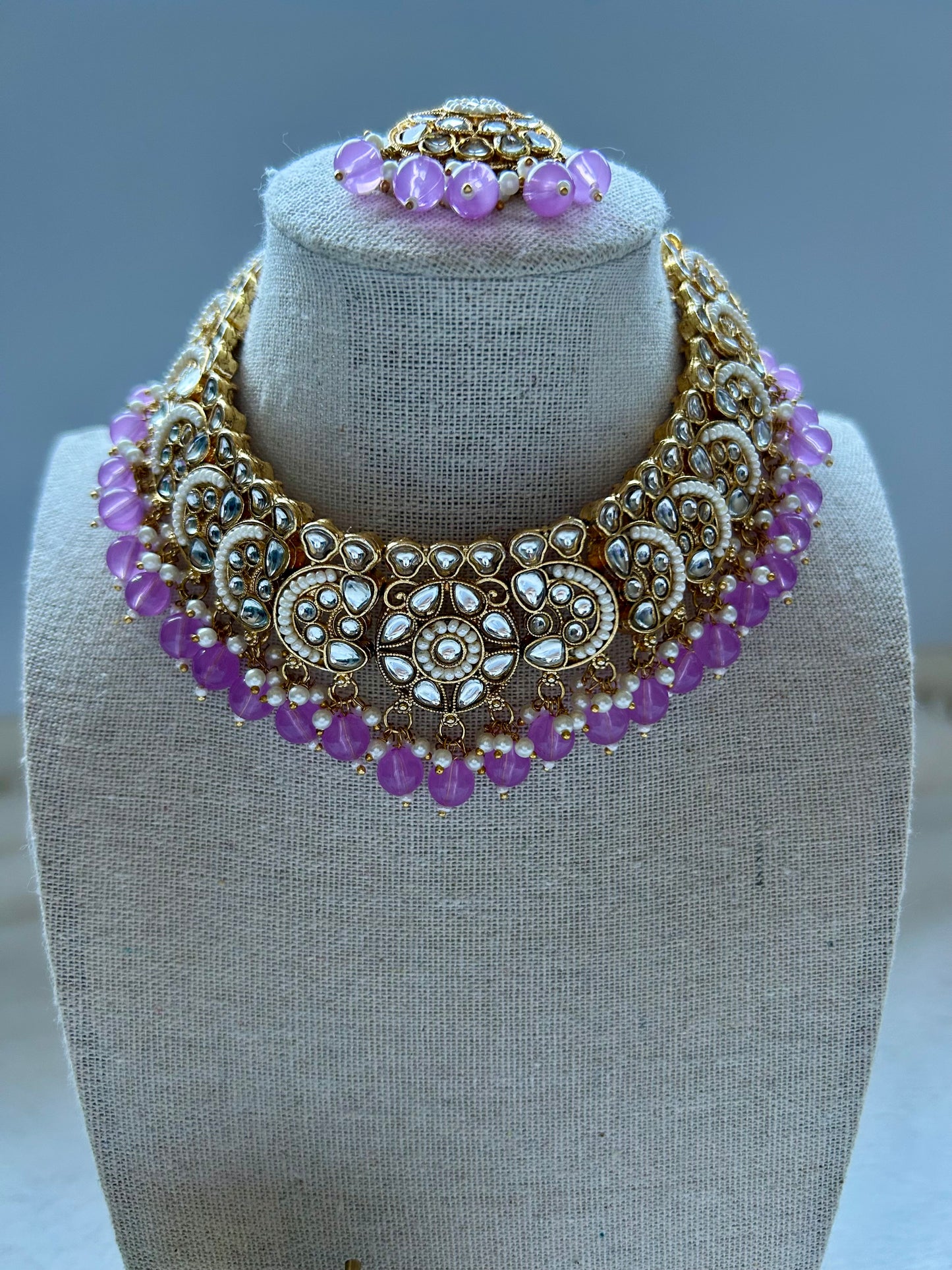 Purple Kundan Choker Set