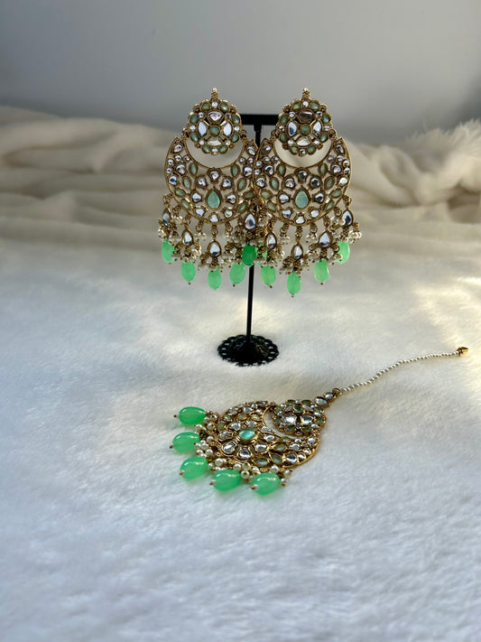 Mint Kundan Tikka Set