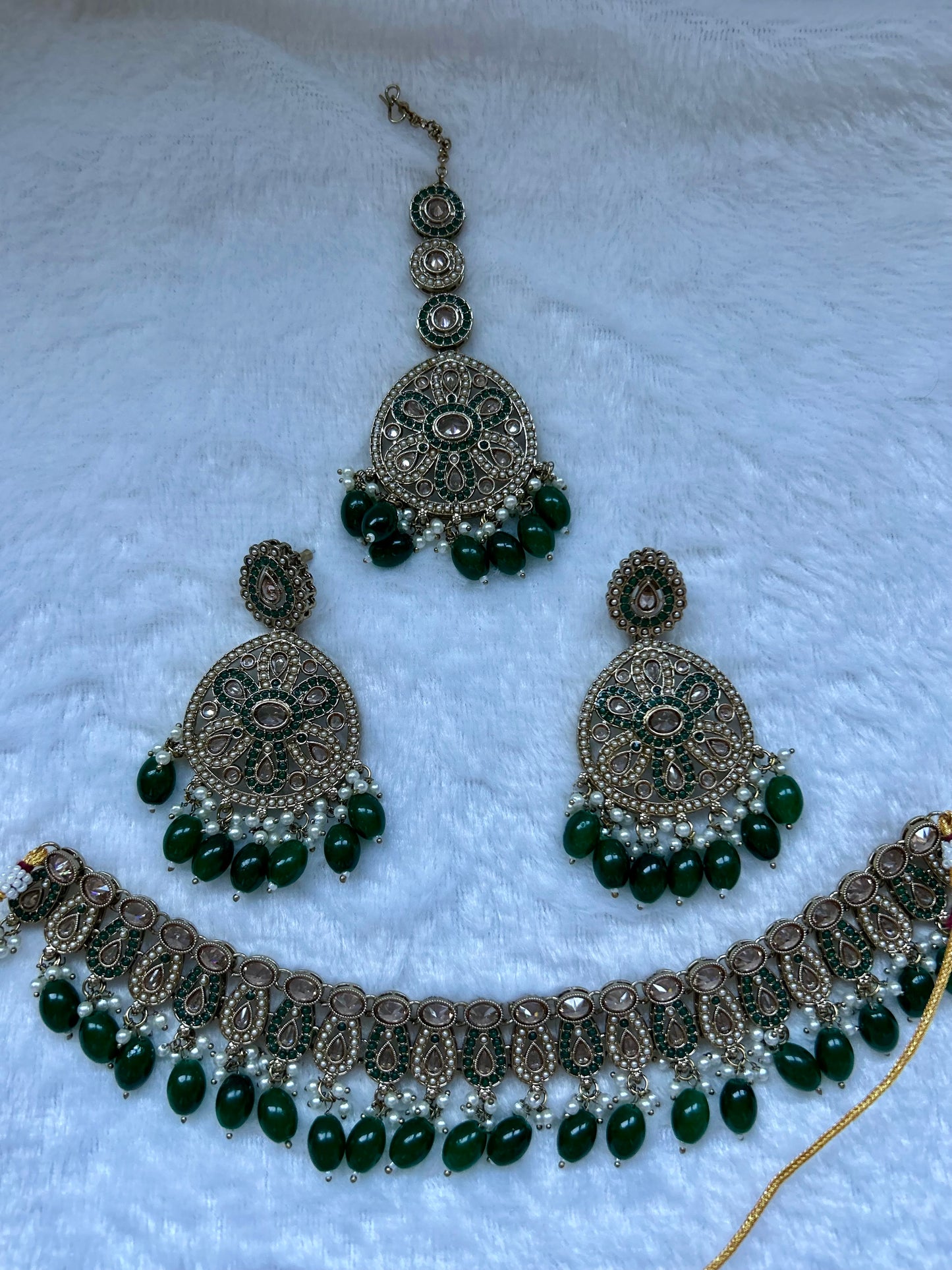 Pakistani Inspired Emerald Green Choker Set