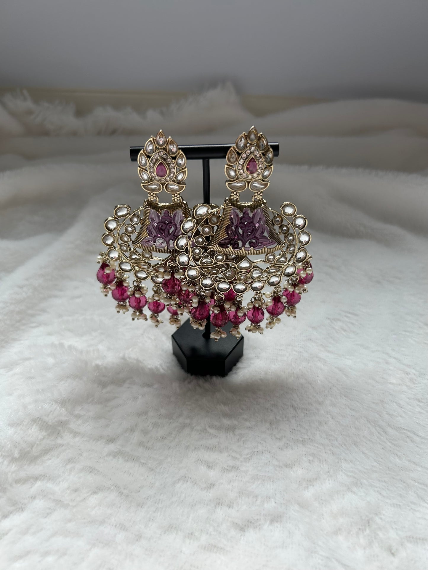 Purple Kundan Earrings