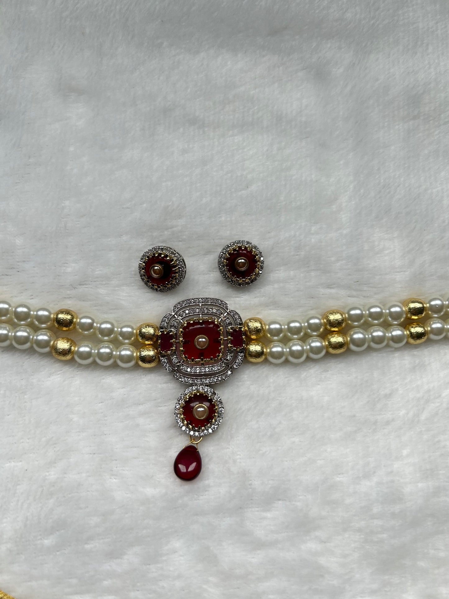 Ruby Polki Fusion Choker Set