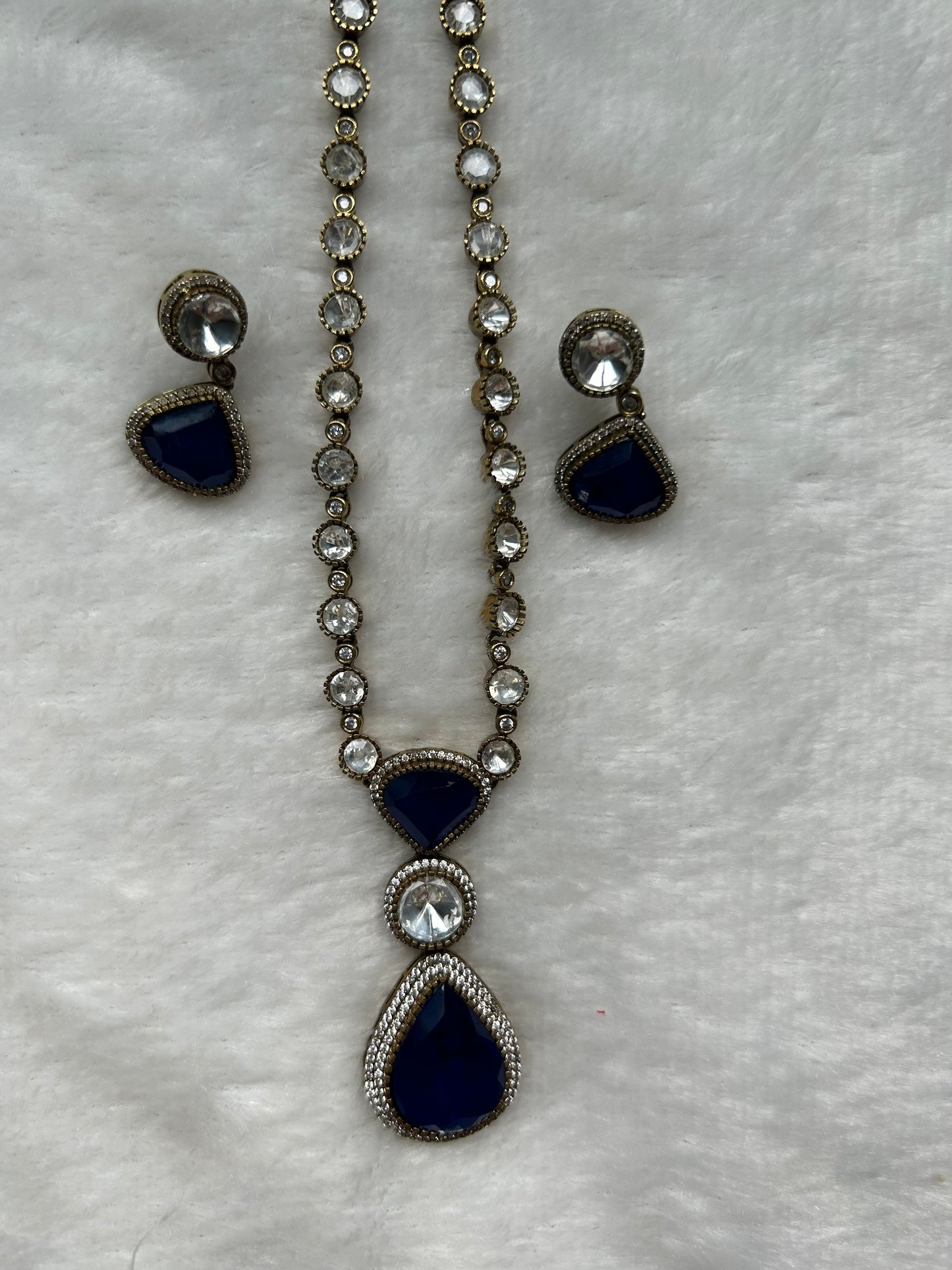 Royal Blue Long Necklace Set