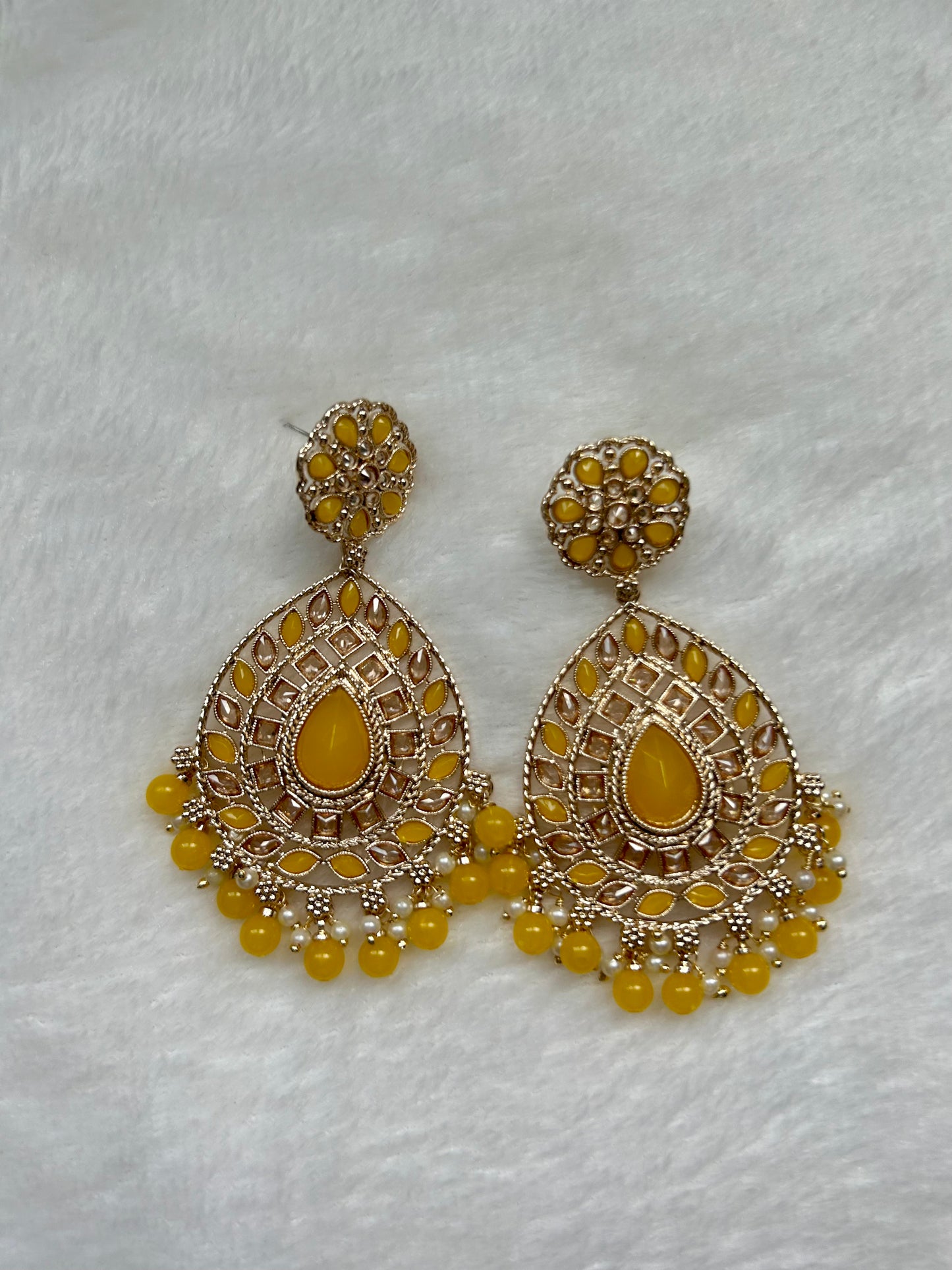 Yellow Polki Earrings