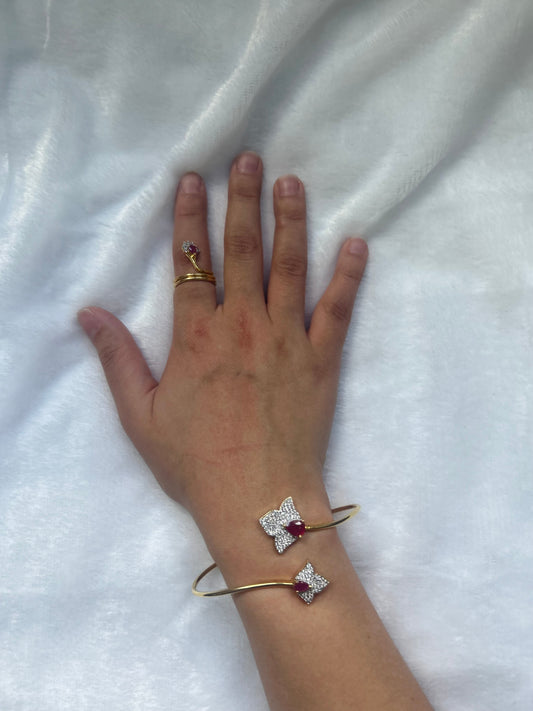 Ruby Bracelet Cuff with Ring